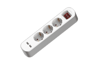 Produžni kabel za napajanje 3 utičnice 2XUSB s prekidačem 3 m, bijeli