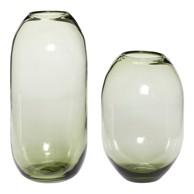 HÜBSCH Set od 2 vaze zelene staklene ručno izrađene, visina 38 cm Moss