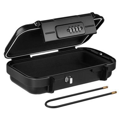 HOME & MARKER Prijenosni mini sef za putovanja SAFORY, s bravom i čeličnom sajlom, vodootporan, crna