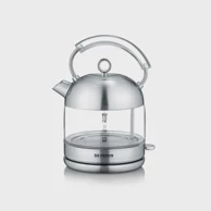 SEVERIN Kuhalo za vodu WK 3459, retro, 2400 W, 1,7 l, staklo, prozirna/crna/srebrna