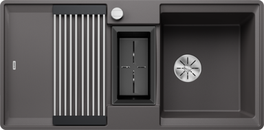 BLANCO Sudoper Adira 6 S-F InFino Silgranit sklopiva rešetka + kadica, s dalj.upr. - kameno siva