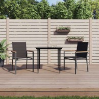 3 dijelni vrtni blagovaonski set crni od tekstilena i čelika, dužina stola 80 cm 2