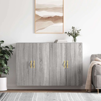 Zidni ormarići, 2 kom, 69.5 x 34 x 90 cm, sivi hrast sonoma, zlatni listić