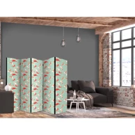 Paravan - Fish And Japanese Pattern - Koi ribe u narančasto-kremastim bojama na zeleno-menta pozadini s orijentalnim uzorkom, 225 x 17