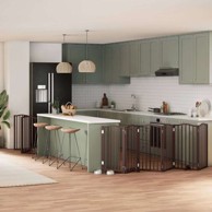 Vrata za pse s vratašcima 9 panela sklopiva 450 cm drvo topole 50 x 90 x 2 cm, smeđa