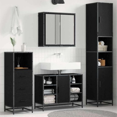 Set namještaja za kupaonicu, 3 kom, 80 x 33 x 60 cm, crni hrast
