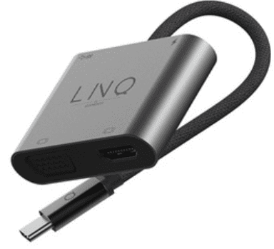 LINQ Docking stanica LQ48001, USB-C, 1x USB-A, 1x HDMI, 1x VGA, 1x USB-C PD, sivi