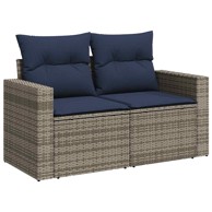 7-dijelni set vrtnih sofa od poliratana i bagrema s jastucima, sivi