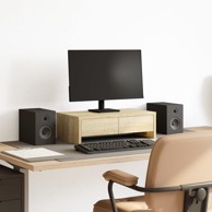 Stalak za monitor s ladicama, boja hrasta, 50x27x15 cm, drveni