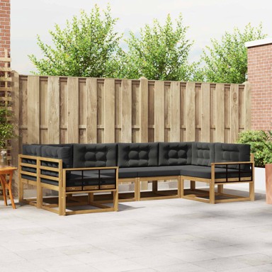 Set vanjskih sofa 325 x 168,5 x 73 cm čvrsto drvo akacije i poliester, bijela i antracit