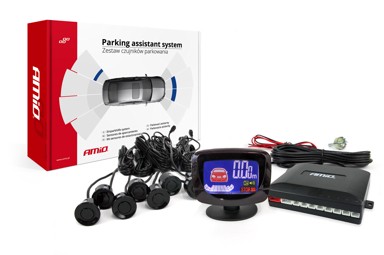 AMIO Parking senzori, 8 kom, crni, 22 mm, LED grafički zaslon, buzzer