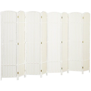 HOMESTAR Pregrada za sobu, 8 panela, sklopivi zaslon za privatnost, 320x16x170 cm, bijela