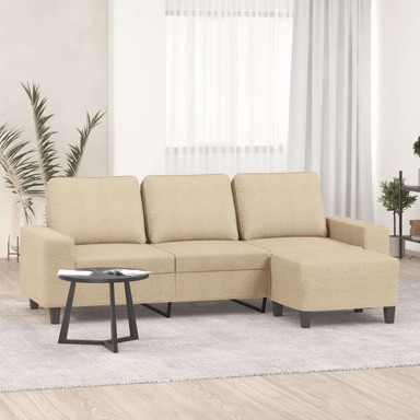 Trosjed s tabureom tkanina 180 cm, krema