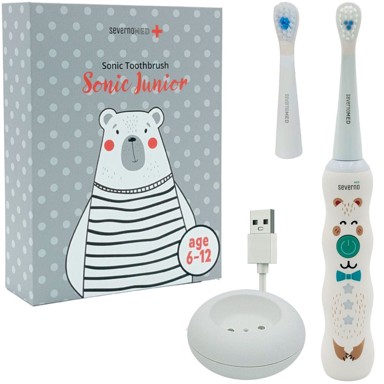SEVERNO Dječja sonična četkica Sonic Junior s 2 nastavka, bijela 