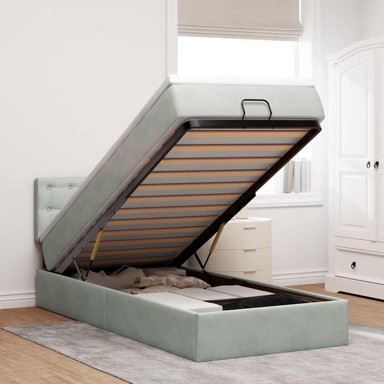 Okvir kreveta s madracem, 90x190 cm, baršunasti, svijetlosivi