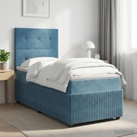 Boxspring krevet s madracem 90 x 200 cm od baršuna, plavi