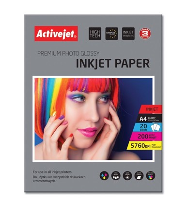 ACTIVEJET Sjajni fotopapir za tintne pisače AP4-200G20 A4, 20 komada