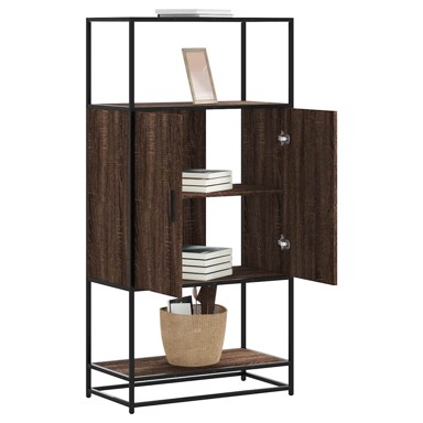 Visoka komoda smeđi hrast 68x35x139 cm Konstruirano drvo i metal