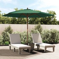 Vrtni suncobran s drvenim stupom 299 x 240 cm, zelena