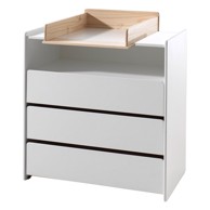 VIPACK Bijela niska dječja komoda od masivnog bora s promjenjivim stolom 90x106 cm KIDDY 