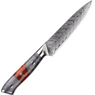 Damaskasti kuhinjski nož Ya-37551 Višenamjenski Kp37551, crveni i sivi