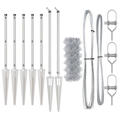 Ograda od lanca s 7 šiljastih postova 0.4x10 m pocinčani čelik,siva