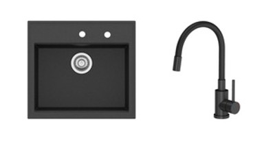 SINK SOLUTION Set sudoper i slavina Porto, crni