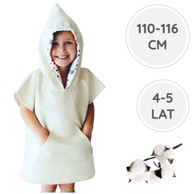 BABYU Pončo za kupanje, s kapuljačom i džepovima, 110-116 cm, pamuk-muslin