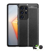 Silikonska maskica s uzorkom kože za Samsung Galaxy S23 Ultra Crna