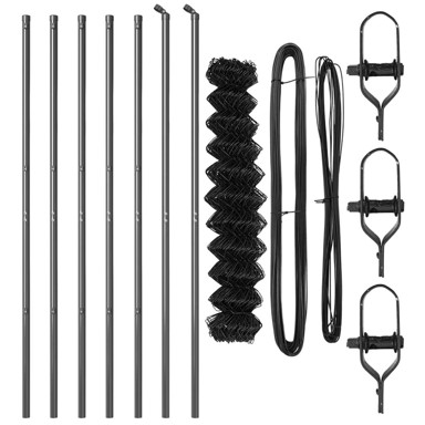 Ogradna mreža s 7 stubova 1.2x10 m, galvanizirani čelik, siva