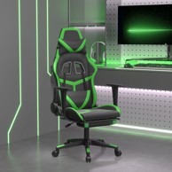 Gaming stolica od umjetne kože s osloncem za noge crna i zelena