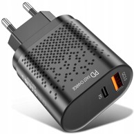 Zidni punjač LA16 s Quick Charge 3.0, USB i PD 20 W, crni