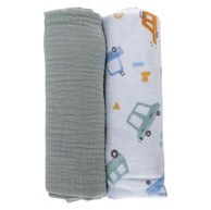 BUBABA BY FREEON Tetra pelena muslin, 2/1, 70x70cm, mint/bijela