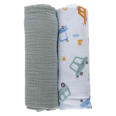 BUBABA BY FREEON Tetra pelena muslin, 2/1, 70x70cm, mint/bijela