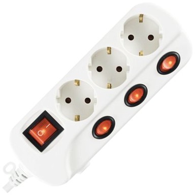 HOME Kabel naponski letva, 3 utičnice, 1.0 mm2, 1.5 m, bijeli