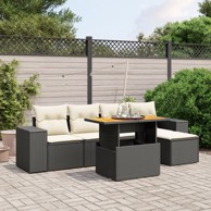 6-dijelni set vrtnih sofa s jastucima crni od poliratana