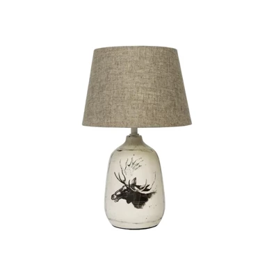 Keramička stolna lampa, VK/03039/G, E27, max 42 W, ovalna, s dizajnom sobe, bež