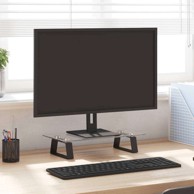 Stalak za monitor, 40x20x8 cm, kaljeno staklo i metal, crna
