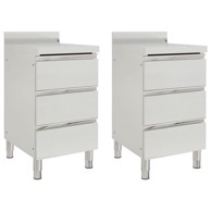 Komercijalni kuhinjski ormarići, 2 kom, 3 ladice, nehrđajući čelik