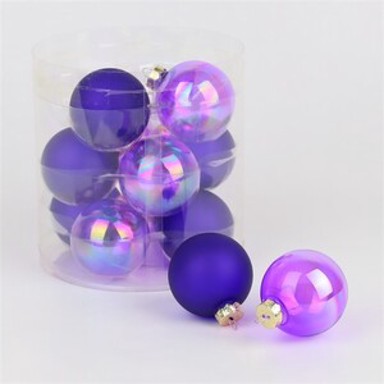 Staklene kuglice 6cm, 12 kom, ljubičasta