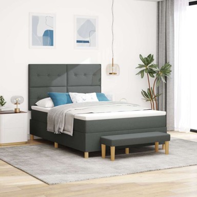 Box Spring krevet s madracem, tamnosivi, 140x200 cm