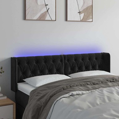 LED uzglavlje 163 x 16 x 78/88 cm baršunasto, crno