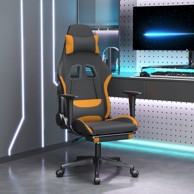 Masažna gaming stolica od tkanine s osloncem crno-narančasta