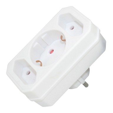 COMMEL Razdjelnik 3-str. bijeli 1 šuko + 2 Euro