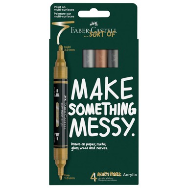 FABER-CASTELL Akrilni marker Multimarker Metallic, obostrani, 4 boje, blister