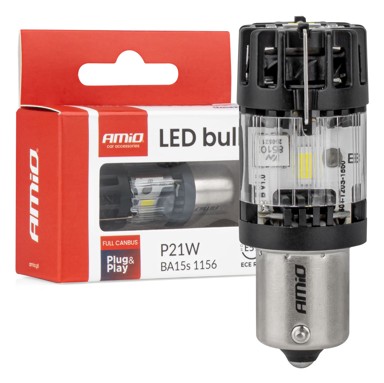 AMIO LED žarulja LumiTec BA15S P21W 12V Full CANBUS AMIO-04688, 1 kom, bijela