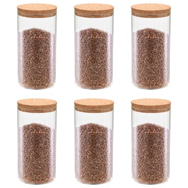 Staklenke za pohranu s plutenim poklopcima, 6 kom, 1100 ml