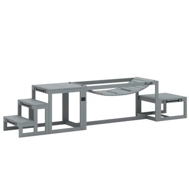 Set za agility za pse, 3 dijela, most, platforma i stepenice, jelovina, do 40 kg, 117 x 50 x 56 cm, siva