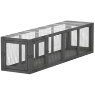 Drveni tunel za mačke s 3 vrata, proširivi, do 10 kg, 151,5 x 38,5 x 40 cm, sivi