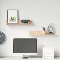 Zidne police 2 kom 50x11x9 cm, masivna borovina, prirodna